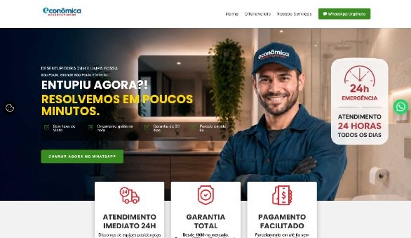 Hero da Landing Page da Desentupidora Econômica